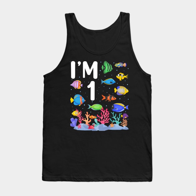 1st Birthday Party Tropical Fish I'm One Year Old age Bday Tank Top by Msafi